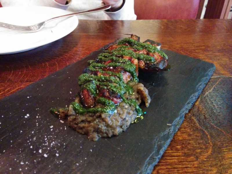 Chargrilled Salt Marsh Lamb, Roasted Aubergine and Salsa Verde