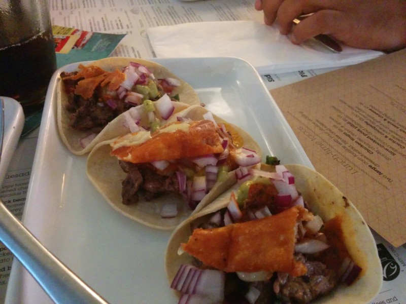 Grilled British steak taco