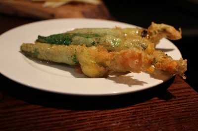 Courgette Flowers stuffed with Goat's Cheese and drizzled with Honey