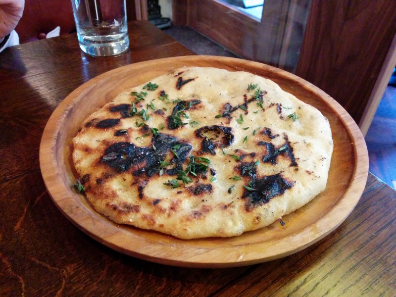 Grilled Flat bread with Honey, Thyme and Smoked Butter